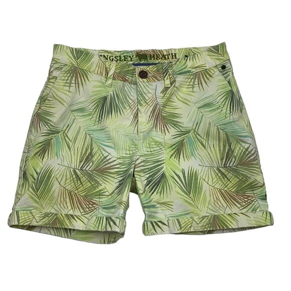 Kingsley Heath Cotton Palm Leaf All Over Print Shorts Men's Size 38 5" Inseam - Picture 1 of 7
